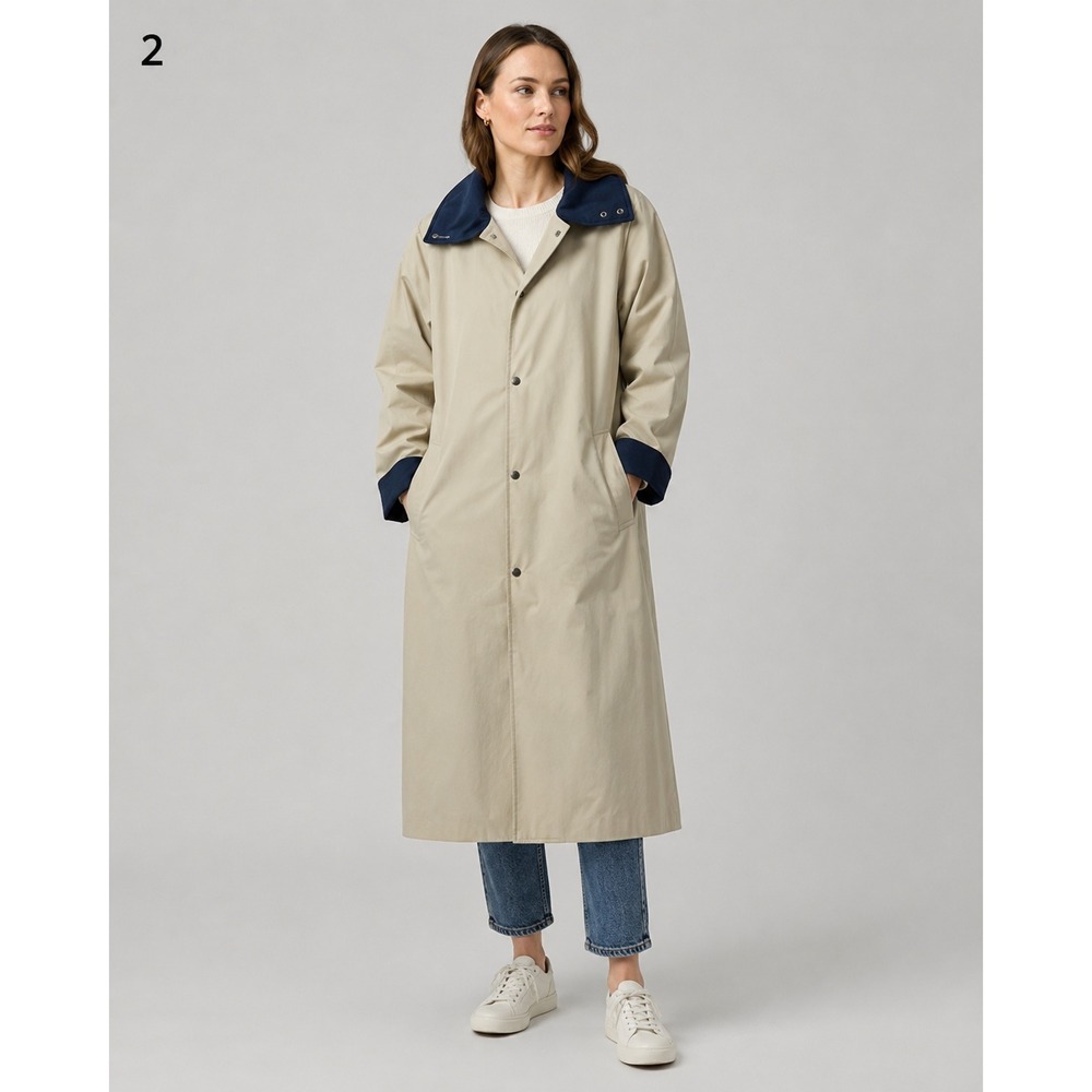 Temp Europa London Fog Trench Coat Womens 10 Regular Tan Blue Wool Lined